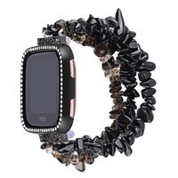 WINTOFW Women Girl Cute Fashion Beaded Stone Wristband Strap Handmade Elastic Bracelet Case Cover for Fitbit Versa