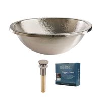 Sinkology SB203-18N-AMZ-TP Edison Undermount/Drop-In Bathroom Sink With Pop Up Drain And Copper Armor Kit, 18.5" x 15.5" x 6.5", Nickel