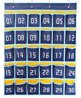 Misslo Numbered Classroom Pocket Chart for Cell Phones and Calculator Holder Hanging Wall Door Organizer (30 Pockets, Blue Pockets)