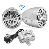 Pyle 300 Watt Weatherproof Motorcycle Speaker and Amplifier System w/ Two 2.25 Inch Waterproof Speakers, AUX IN- Handlebar Mount ATV Mini Stereo Audio Receiver Kit Set - Also for Marine Boat - PLMCA60