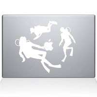 The Decal Guru 2063-MAC-15X-W Scuba Divers Decal Vinyl Sticker, White, 15" MacBook Pro (2016 & Newer)