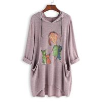 Hoodies for Women Casual Cat Graphic Sweatshirt Long Sleeve Pullover Hoodies Blouses Tunic Tops for Girls Teens (US 8, Pink)