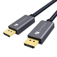 ivanky DisplayPort Cable 6.6ft DP Cable Nylon Braided [2K@165Hz, 2K@144Hz, 4K@60Hz] Display Port Cable High Speed DisplayPort to DisplayPort Cable Compatible PC, Laptop, TV - Slim Aluminum Shell, Grey (Renewed)
