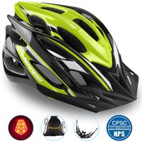 Basecamp Specialized Bike Helmet, Bicycle Helmet CPSC&CE Certified with Helmet Accessories-LED Light&Removable Visor&Portable Bag Cycling Helmet BC-DDTK Adjustable for Men/Women(Blackgreen)
