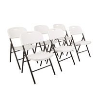 AmazonBasics Folding Plastic Chair, 350-Pound Capacity, White, Set of 6