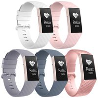 Recoppa Compatible with Fitbit Charge 3 Bands, Soft Silicone Replacement Wristbands for Fitbit Charge 3 and Fitbit Charge 3 SE, Women Men Large Small 5 Packs