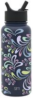 Simple Modern 32 Ounce (Custom) Summit Water Bottles with Straw Lid - Vacuum Insulated Tumbler Double Wall Travel Mug 18/8 Stainless Steel Flask Pattern: Floral Swirl