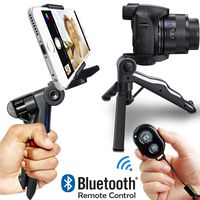 PiuQ 3-In-1 Mini Tripod Bundle, Mini Table Top Tripod 1/4 Screw set, Universal Phone Mount Holder, Bluetooth Remote Shutter for Apple iPhone Samsung LG Android Smartphones DSLR DC Camera Videocam