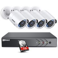 ANNKE Security Camera System 8-channel 1080P HD-TVI H.264+ Realtime DVR and (4) 2.0MP High-Resolution Outdoor Security Cameras with Motion-Triggered Email Alert ,1TB Surveillance Hard Disk Drive