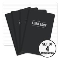 Field Notebook - 5"x8" - Black - Lined Memo Book - Pack of 4