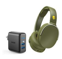 Skullcandy HESH 3 Noise Canceling Over-Ear Wireless Bluetooth Headphone Bundle with 2-Port USB Wall Charger - Moss