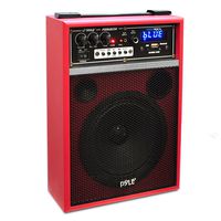 Wireless Portable PA Speaker System - 300W Bluetooth Compatible Battery Powered Rechargeable Outdoor Bookshelf Sound Speaker Microphone Set with MP3 USB SD FM Radio AUX, Handle - Pyle PWMAB250RD (Red)