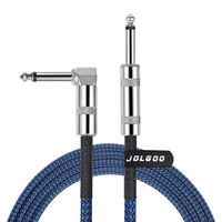 1/4 Inch Cable Guitar Cable 10 Ft Straight to Right Angle 1/4 Inch 6.35mm Plug Bass Keyboard Instrument Cable Blue and Black Tweed Cloth Jacket, Electric Mandolin, pro Audio JOLGOO