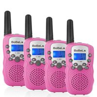 Bobela Walkie-Talkies 4 Pack for Women Hiking - T-388 Pink Portable Walky-Talky with Flashlight for Adults Girls - Wakie-Talkies with FCC PTT Mic Far Range for Kids as Personalized Funny Novelty Gifts
