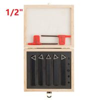 CO-Z Indexable Carbide Turning Tool Set for Use with Machining Lathes, Five-Piece Set with 1/2 inch Cutting Tools, Carbide Tip Cutting Surface, Turning, Cutting, Facing, Boring, and Chamfering