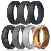 Egnaro Silicone Wedding Ring for Men, Breathable Mens' Rubber Wedding Bands, Size 8 9 10 11 12 13, for Crossfit Workout