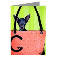 Blue Chihuahua in a Haute Couture Handbag Notecard Set