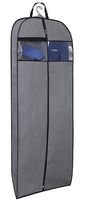 MISSLO Gusseted 60" Dress Garment Bag Hanging Clothes Cover with Clear Window Zipper Pocket for Long Coat, Full-Length Wedding Gown, Closet, Travel, Luggage (Grey)