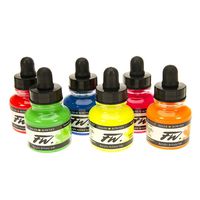 Daler-Rowney FW Fluorescent Acrylic Ink, Set of 6 Neon Colors (160329006)