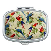 Macaws Parrots Jungle Rainforest Pattern Rectangle Pill Case Trinket Gift Box