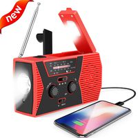 Emergency Solar Hand Crank Portable Radio,AM/FM NOAA Weather Radio for Household and Outdoor Survival with LED Flashlight, 2000mAh Power Bank USB Charger, Reading Lamp,SOS Alarm(Red)