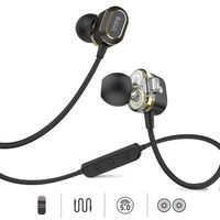 Dual Dynamic Units BAIJI Bluetooth Headphones Full Frequency HiFi Stereo Wireless Magnetic Earbuds Sport with Fixed Clip & Non-Slip Cable with Clear Mic, 9 Hours Comfortable & Fast Pairing (Black)