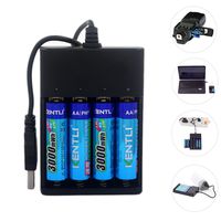 KENTLI CHU4 USB Charger with 4 x 1.5v 3000mWh lithium li-polymer li-ion AA rechargeable batter for LED falshlight Digital camera Microphone (with 4AA batteries)
