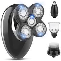 Kibiy Electric Shavers for Men Bald Head Shaver Mens Electric Razors for Shaving Rechargeable Cordless Wet/Dry Rotary Shaver with Clippers Nose Hair Trimmer Facial Cleansing Brush