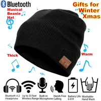 Bluetooth Beanie Hat Cap Winter Outdoor Sport Knit Toque with Wireless Stereo Headphone Headset Earphone Speaker Mic Hands Free Talking Thick Warm hat for Men Women Boys Girls(Black)
