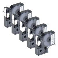 GREENCYCLE 5PK Compatible for Dymo Rhino IND 18443 3/8" x 18ft 9mm x 5.5m Permanent Vinyl Tape Labels Black on White for Rhino 1000 3000 4200 5000 5200 6000 LabelWriter 450 Duo 3M PL150 PL200 PL300