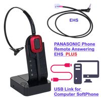 Panasonic KX-NT553, KX-NT556, KX-DT543, KX-DT546, KX-HDV230 Compatible Wireless Headset + Connect with Computer Too, Work with MS Lync, Skype