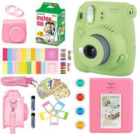 Fujifilm Instax Mini 9 Kids Instant Camera + Fuji Instax Film (20 Sheets) + Accessories Bundle, Case, Batteries, Color Filters, Photo Album, More (Lime Green)