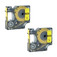 KCMYTONER 2 Pack Printable Heat Shrink Tubing Label Tape 18056 Black on Yellow 1/2" (12mm) for Industrial Label Makers Rhino 1000 3000 4200 5000 5200 6000 DYMO LabelManager 450 Duo LabelWriter