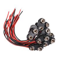 uxcell 10pcs DC 9V Battery Clip T-Type Hard Buckle Connector Lead Wire 10cm Length