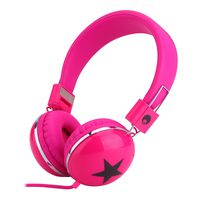 Rockpapa Star On Ear Headphones Foldable, Adjustable Headband for Kids Childrens Boys Girls Adults, iPhone iPod iPad Smartphones Tablets Computer DVD Pink
