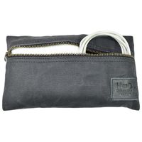Waxed Canvas All Purpose Utility & Charger Case for MacBook, iPad & Laptop Handmade by Hide & Drink :: Charcoal Black