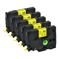 GREENCYCLE 5 Pack Heat-Shrink Tube Label Tape Compatible for Brother HSe-621 HSe621 HS621 HS-621 HS HSe 621 Black on Yellow 0.34 inches(8.8mm) for Label Maker PT-E300 PT-E500 PT-E550W PT-P750WVP