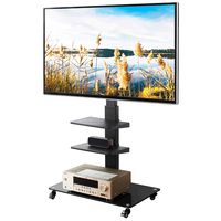 5Rcom Mobile TV Cart Trolley TV Floor Stand Rolling with Swivel Mount and Lockable Wheels for Most 32 37 40 42 47 50 55 60 65 inch LED LCD Flat Panel or Curved Screen TVs up to 110lbs, Black