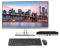 HP EliteDesk 705 G4 Desktop Mini PC Bundle with 24" FHD HP E243 Monitor, Keyboard, Mouse, WiFi, Ryzen 5 Pro, 8GB, 256GB SSD, Windows 10 Professional