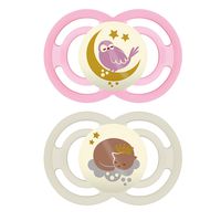 MAM Perfect Night Pacifiers, Glow in the Dark Pacifiers (2 pack, 1 Sterilizing Pacifier Case), MAM Pacifiers 16 Plus Months, Best Pacifier for Breastfed Babies, Baby Girl Pacifier