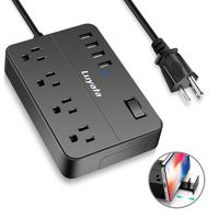 Power Strip with USB, LUYATA Power Strip Surge Protector with 4 USB Ports 4 AC Outlet Desktop Charging Station 5ft Heavy Duty Extension Cord for Travel Home Office Dorm, 1250W/10A