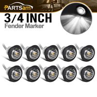 Partsam 10pcs 3/4" White LED Side Marker Bullet Button Light Replacement Clear Lens, Sealed 3/4 Inch White Trailer LED Clearance and Side Marker Lights w Grommet Truck Lamps
