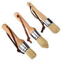 Chalk & Wax Paint Brush for Furniture Painting Waxing and Stenciling Natural Hair Bristles Lightweight Rust Resistant for Dark & Clear Soft Wax Chalked Paint Milk Paint Stencils 3 Piece Brush Set