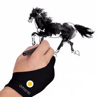 2 Pack Omonic Artist Glove Two Finger Glove for Light Box Graphic Graphics Drawing Tablet Light Box Tracing Light Pad Drawing tablet glove,Free Size Prevents Smudges