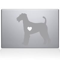 The Decal Guru Airedale Terrier Love Silhouette Decal Vinyl Sticker, 13" MacBook Pro (2015 & Older Models), Silver (2335-MAC-13P-S)