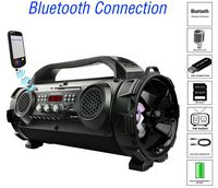 Boytone BT-50BK Portable Bluetooth Boombox Speaker, Indoor/Outdoor 2.1 Hi-Fi Cylinder Loud Sound Built-in 5.25" Subwoofer, 2 x 2.25 Tweeter, USB Player, FM Radio, Micro SD Slot, AUX Inputs, RGB Light