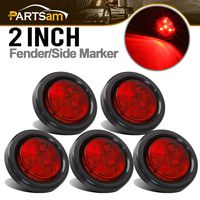 Partsam 5pcs 2" Red Round Sealed Clearance Marker Light 4 LED Mount Grommet/Pigtails Hardwired