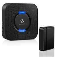 Wireless Door Sensor Chime, ELEPOWSTAR Door Open Chime Window Alarm for Office/Home/Store, Operate Range 600 feet with 52 Chimes and 4 Volume Levels, Black (1 Door Sensor+1 Plugin Receiver)