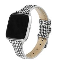 bayite Slim Woven Bands Compatible with Fitbit Versa/Versa 2 Bands, Durable Canvas Fabric Strap with Soft Leather Lining Women (5.5"-7.8"), Houndstooth
