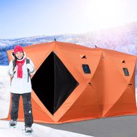 Happybuy Ice Fishing Shelter 2 3 4 8 Person Pop-up Ice Fishing Shelter Waterproof Portable Ice Tent for Outdoor Fishing (Orange for 8 Person)